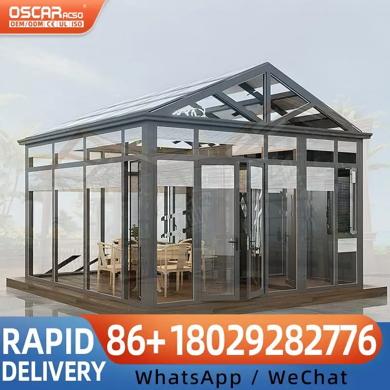 Customized Free Standing Insulated Glass Sunroom with LED Eco Friendly Powder for US Backyard Patio and Garden sunroom