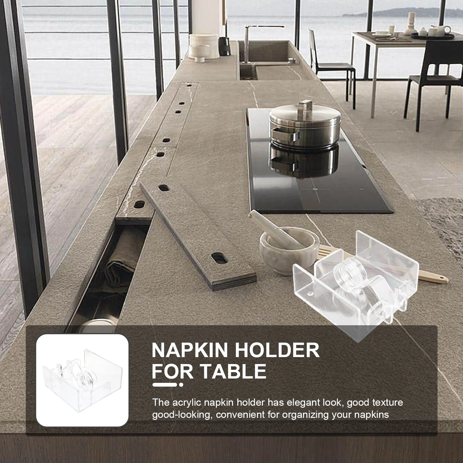 

Large Clear Acrylic Napkin Holder Square Style for Home Hotel Bar Napkin Storage Box with Gravity Feed Wind Resistant Design