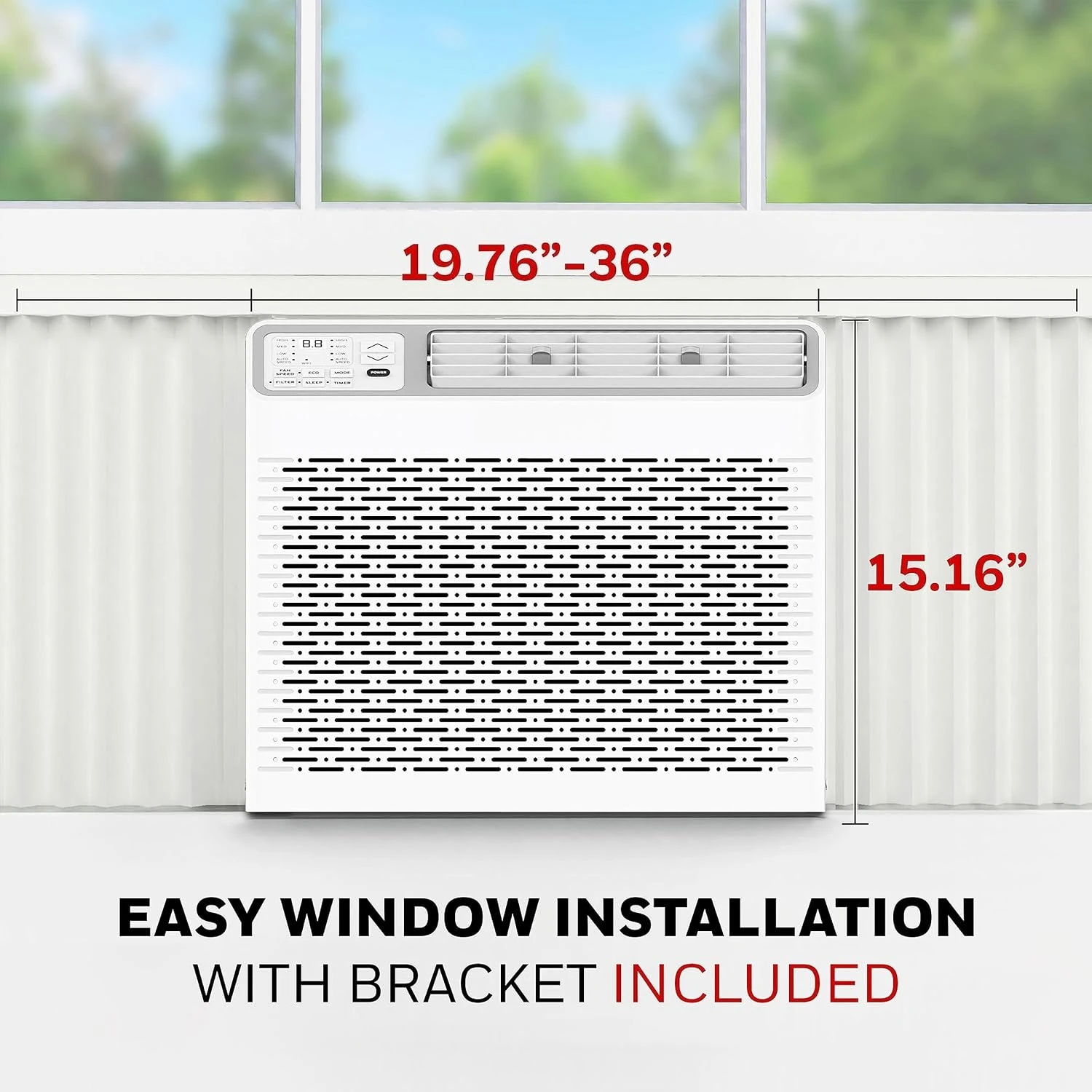 

10000 BTU Digital Window AC, Remote, LED Display, 4 Modes & Eco for 450 Sq.Ft, Custom