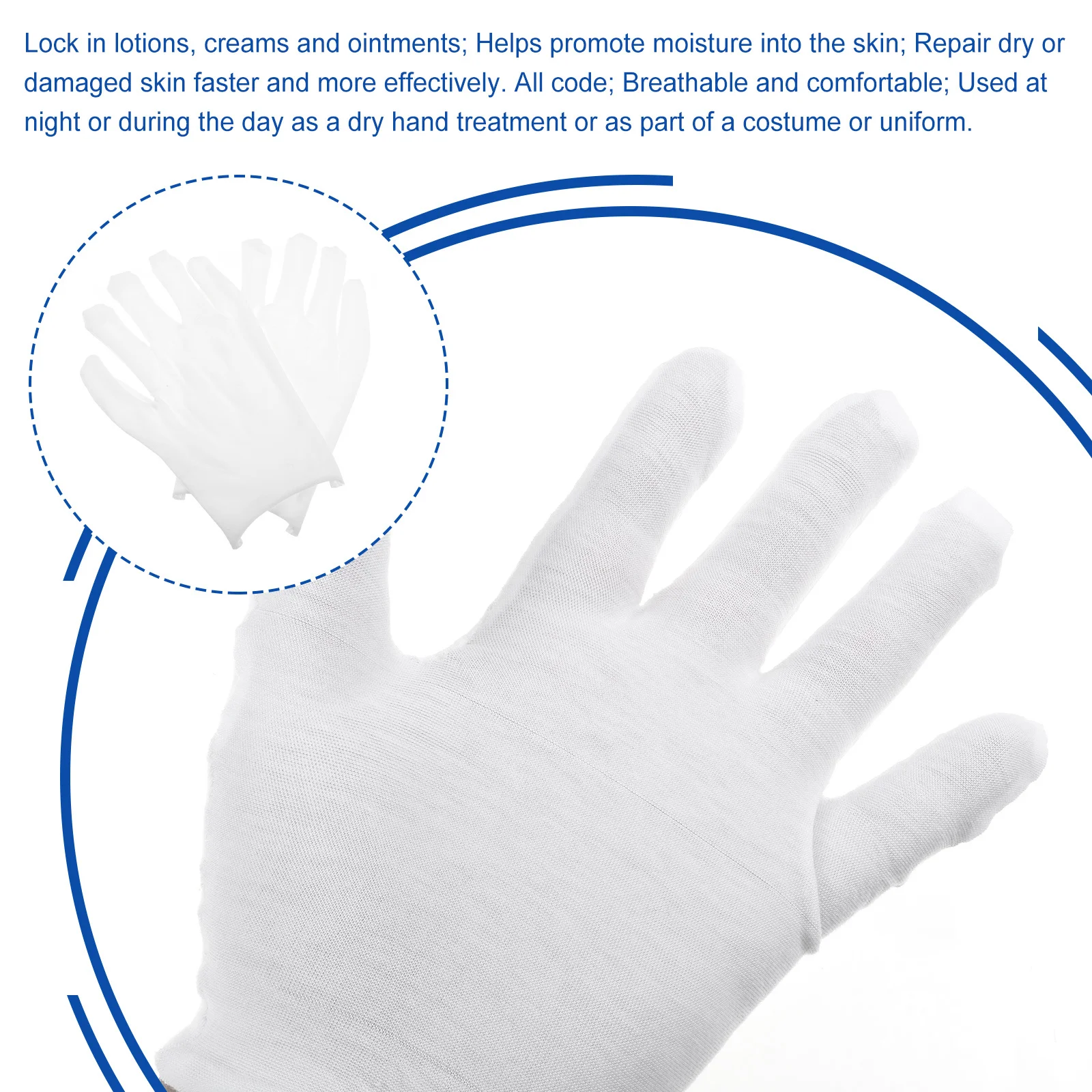 

12Pairs Reusable Cut Resistant Cotton Yarn Gloves Jewelry Silver Inspection Dry Hand Healing Breathable Practical Thin