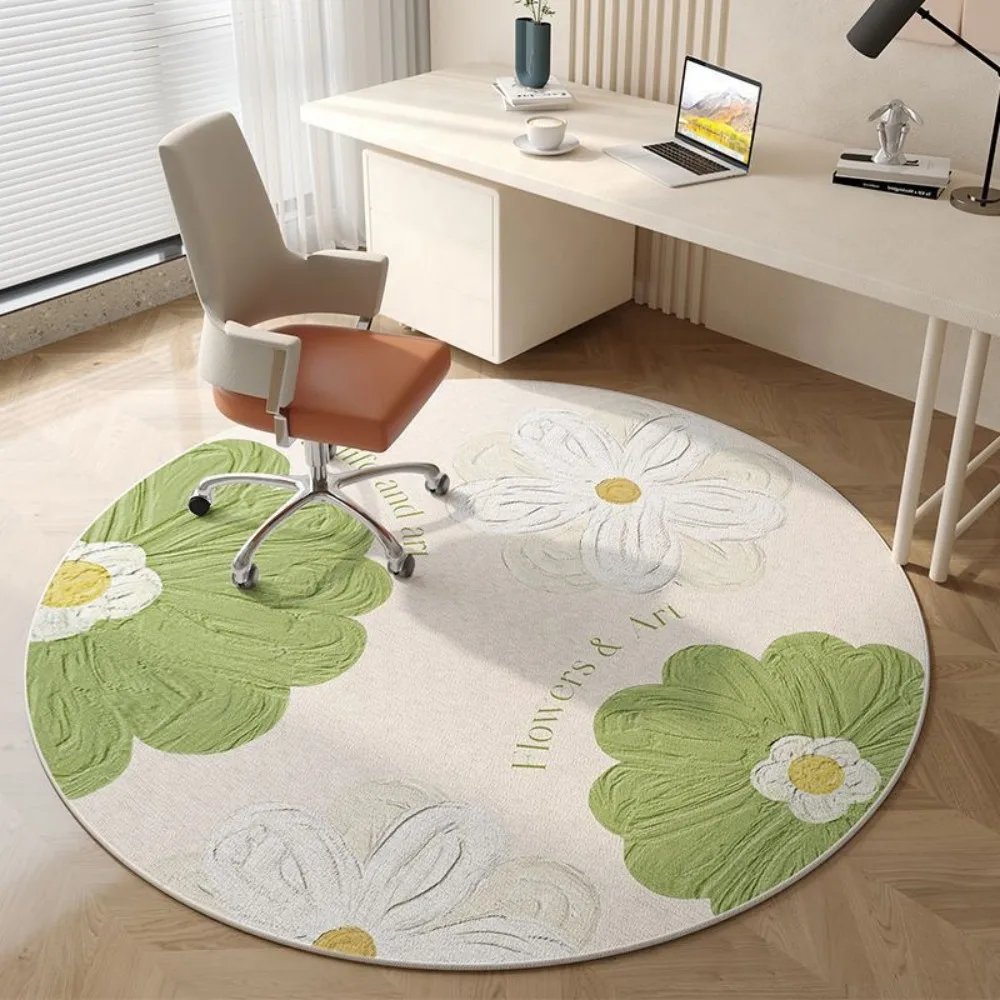 

Минималистичный круглый ковер с цветочным принтом — водонепроницаемый, устойчивый к скольжению и пятнам напольный коврик для спальни, гостиной, современного домашнего декора