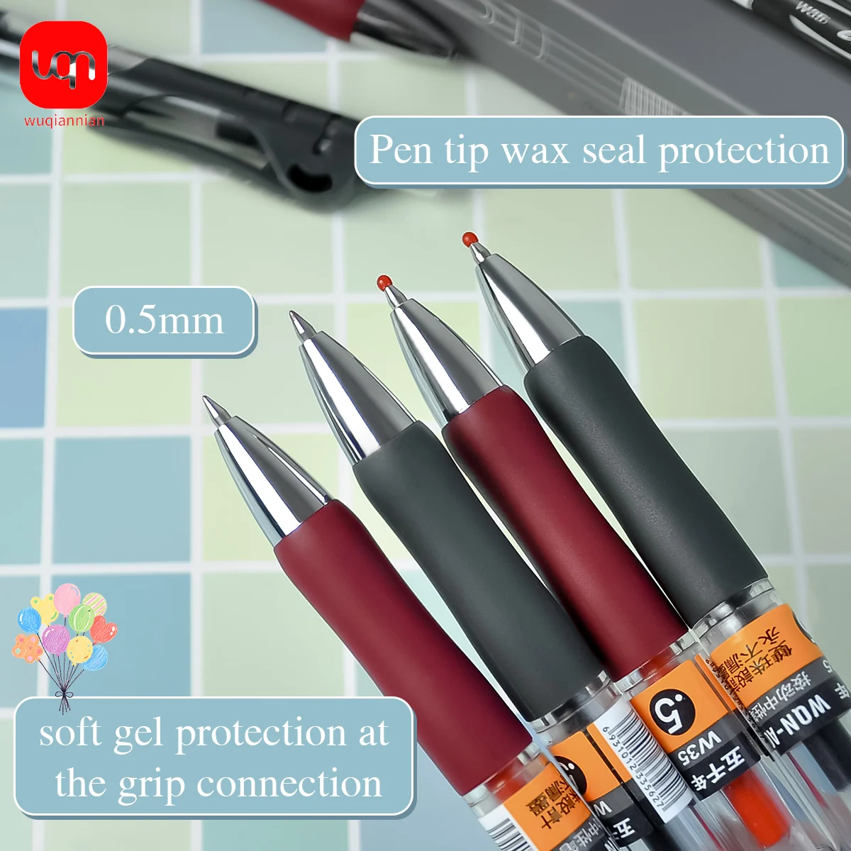 WQN-3/6/12 قطعة قلم حبر جاف عالي الجودة، 0.5 مم جل بنك الاستثمار القومي بالحبر الأسود للمدرسة ومستلزمات الكتابة