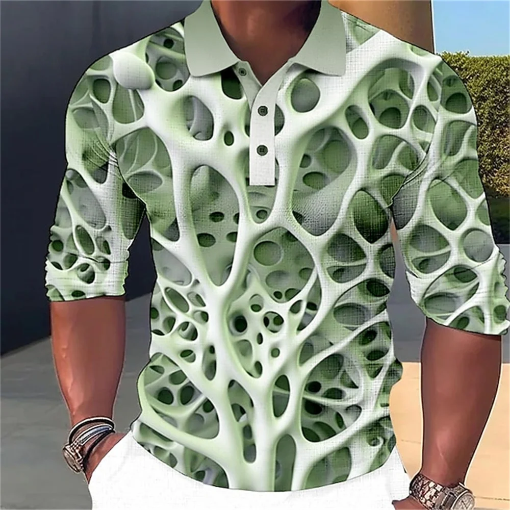 Polo de moda para hombre, camiseta a rayas 3D, Tops de verano de manga corta, camisetas con patrón colorido, ropa informal para hombre