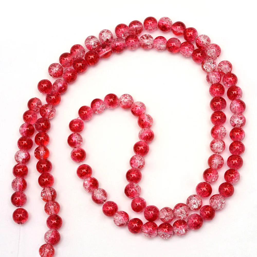 1Strand Baking Painted Crackle Glass Beads Strands Round Red 4mm Hole: 1.1~1.3mm about 200pcs/strand 31.4 inch