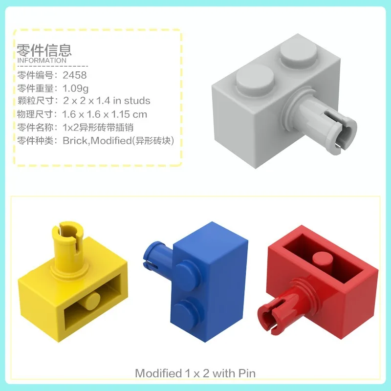 50g Tecnico MOC Parti Mattoni Speciali con sporioni irregolari 2458 4070 4733 Building Block Modello di Auto Kit Giocattoli Accessori