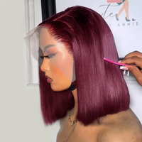 99J Burgundy Human Hair Wig Bob13x4 Straight Lace Frontal 100% Human Hair Brazilian Short Bob Wigs For Women Wine Red Lace Front