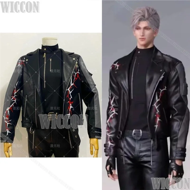 w;3.c\6;h'8/Sylus Love and Deepspace Qin Che Game Cosplay Costume Leather Jacket Pant Coat Black Suit Man New Full Se5'u.9;m\4/p - view 2