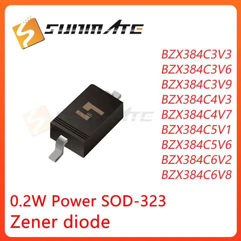 50 قطعة BZX384C3V3 BZX384C3V6 BZX384C3V9 BZX384C4V3 BZX384C4V7 BZX384C5V1 BZX384C5V6 BZX384C6V2 BZX384C6V8 SOD-323 زينر ديود