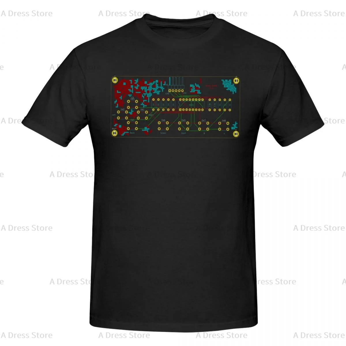 Nintendo NES Controller Parts Schematic Graphic Men's round neck Oversized T-shirt,Men's summer Vintage Casual Cotton Tee Shirt