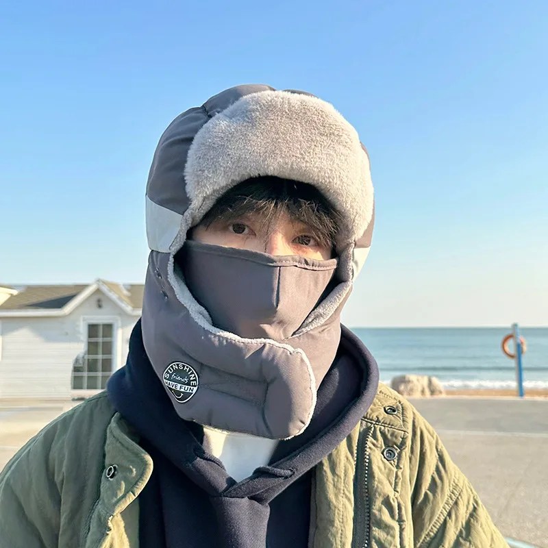 الشتاء الدفء الساخن بيع سميكة قبعة قطنية شعبية الرجال والنساء يندبروف والبرودة واقية قناع الوجه الشتاء ليو فنغ كاب #5