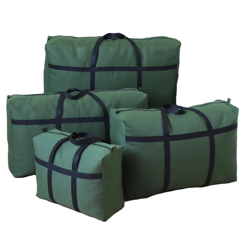 

Heavy Duty Extra Large Capacity Storage Bags Green Thickened Canvas Moving Bags Moving Supplies Space Saving Clothes Organizer