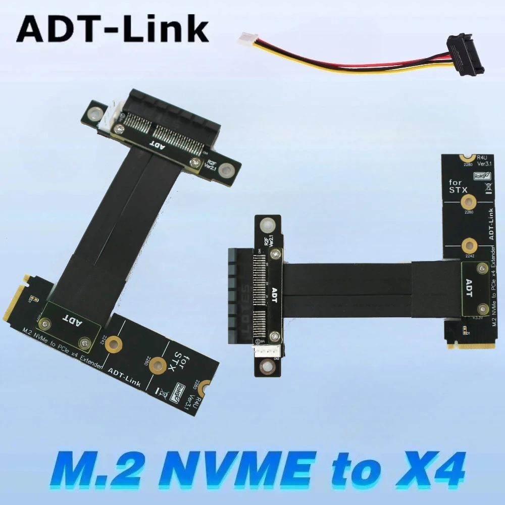 

Переходник-удлинитель M.2 NVMe к PCI Express X4, соединительный кабель PCIe X4, поворотный правый удлинительный кабель M2 для графической видеокарты