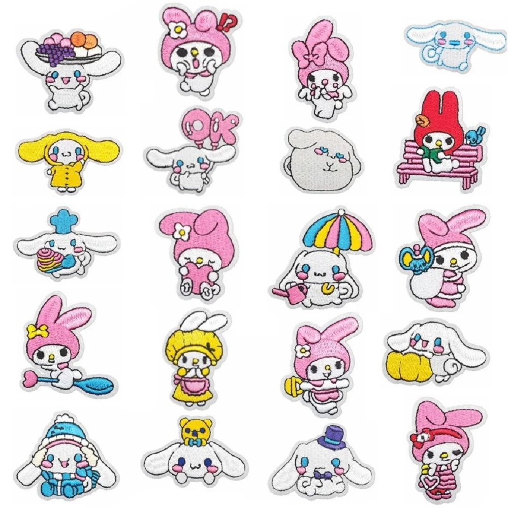 

9/11Pcs Cartoon Melody Cinnamoroll Kwaii Self-adhesive Applique For Sew DIY Child Clothes Hat Iron on Embroidery Patch Sticker