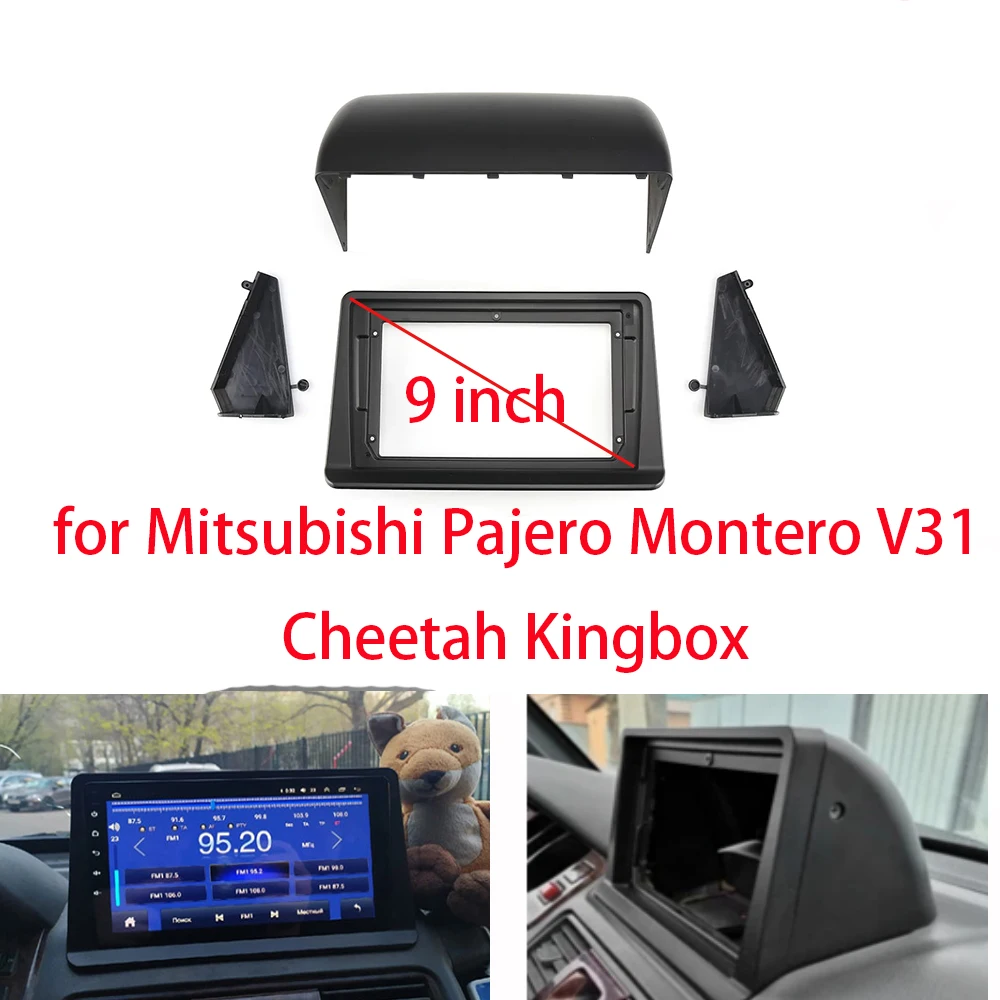 2 Din 9 inch Car Radio Fascia for Mitsubishi Pajero Montero V31 Cheetah Kingbox Stereo Frame Plate Adapter Navigation Panel