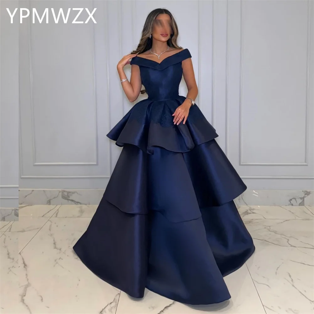 

Customized Evening Dress Women Party Occasion Prom Gown YPMWZX Off-the-shoulder A-line Floor Length Skirts Bespoke Dre