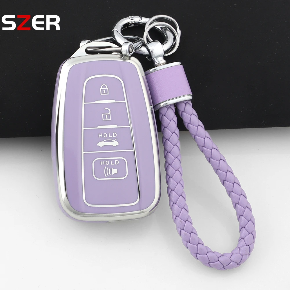 4-Tasten-TPU-Fernbedienungs-Autoschlüsselhülle für Toyota CHR Camry Corolla RAV4 Highlander C-HR Prius Land Cruiser Prado Schlüsselanhänger