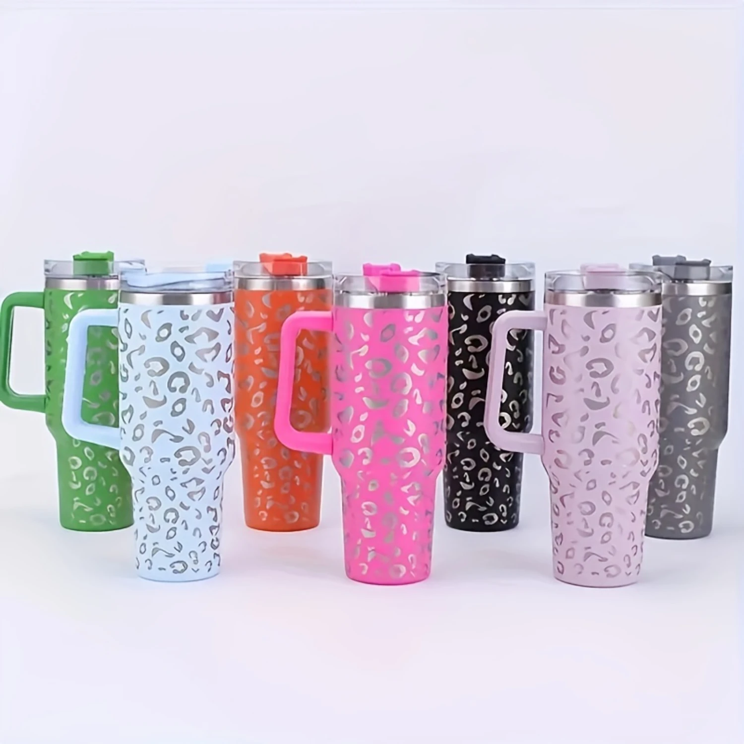 1pc Leopard Print Vacuum Flask 40oz, Portable Large Capacity Thermal Water Bottles, Stainless Steel Leakproof Tumbler, Heat And