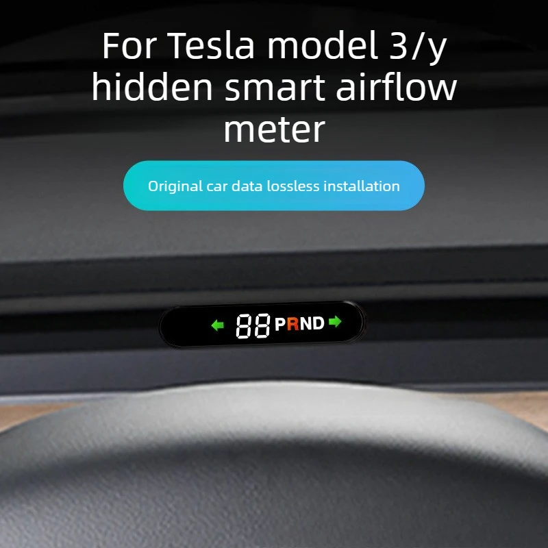 Air Flow Meter Suitable for Tesla Model 3 Y Air Code Meter Vehicle Speed Head-up Display Small Cars Electronics Accessories