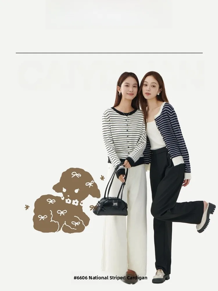 

Облегающий женский вязаный свитер в круглую полоску, мягкий, уютный, осенне-зимний, новый, повседневный, тонкая верхняя одежда, кардиган