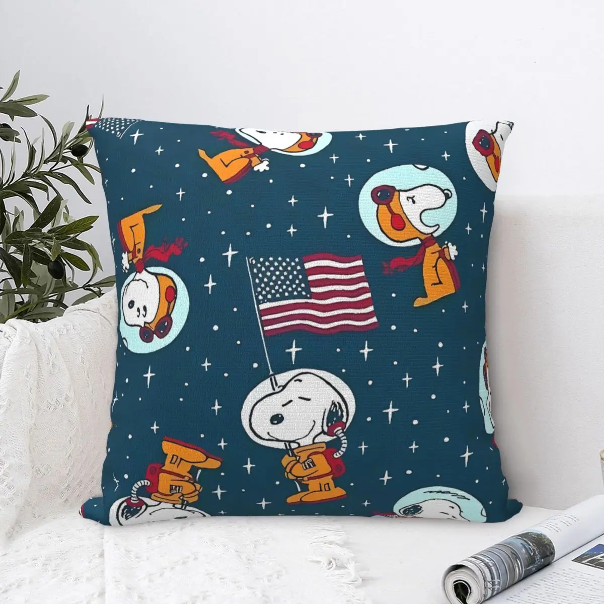 

Snoppys Cartoon Astronaut America Pillow Case Morden Pillow Cover Soft Cushion Cover Pillowcases For Sofa Bedroom Home Decor