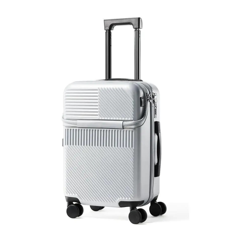 

Чемодан для ручной клади с передним отсеком, держателем для стакана и USB-портом, легкий, из АБС-пластика, с жестким корпусом, на колесиках, одобрен для авиаперелетов.