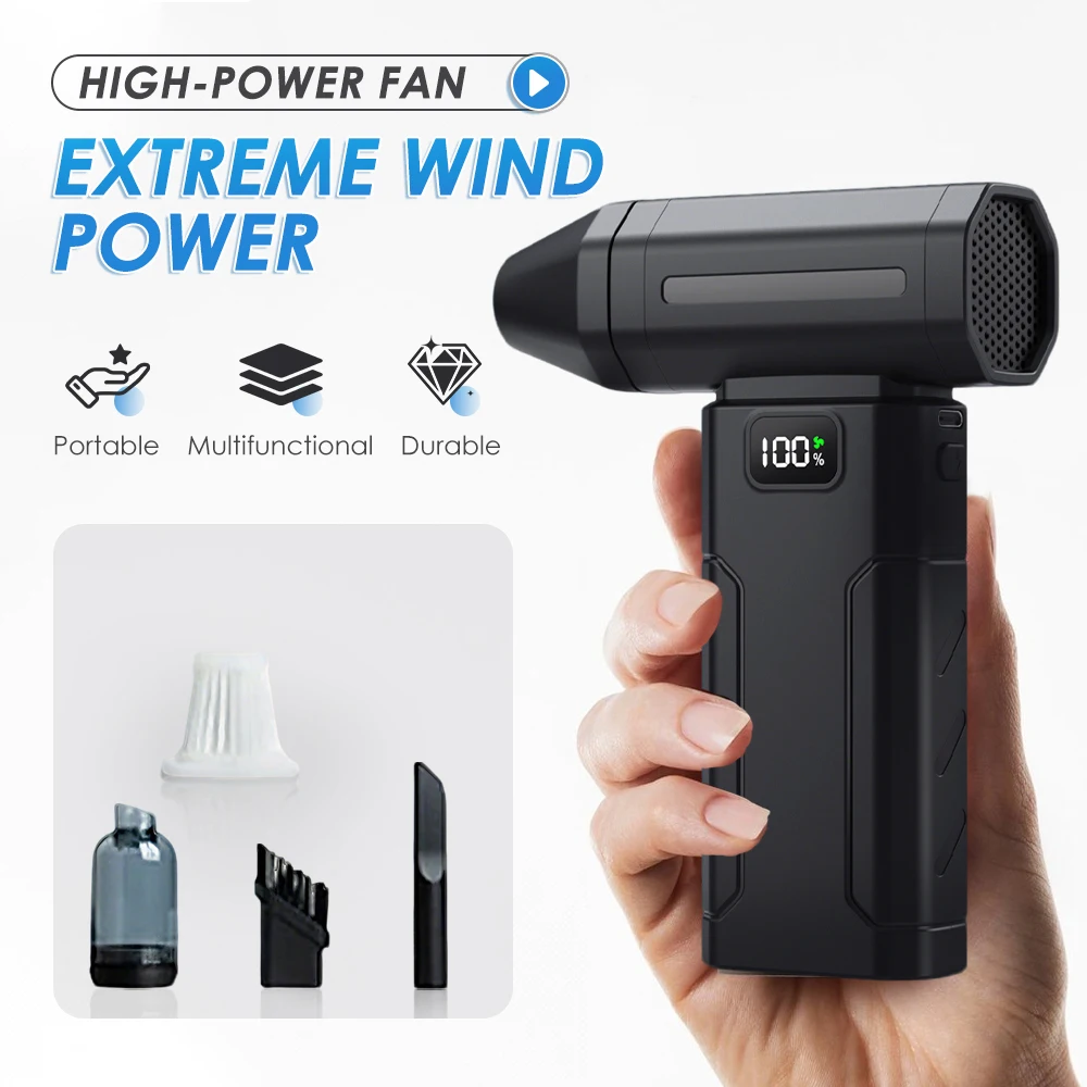 

Powerful Turbo Air Blower Car Air Gun 450000rpm Blowing Force Strong Airflow Turbo Fan Function Wireless Compressed Air Duster