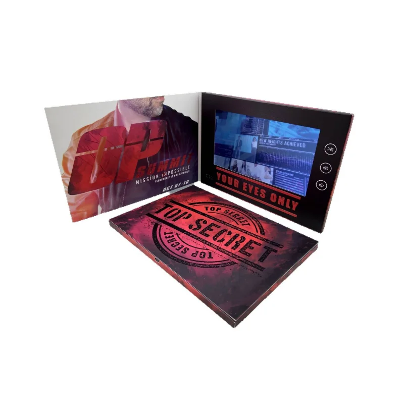 Customized. Four-Color Printing 7inch High-Definition A5 Double Copper Matte Laminated Video Greeting Card Advertising Video Gre