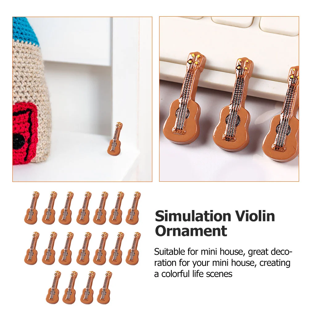 20 Pcs Musical Toy Tabletop Miniatures Violin Model House Decor Electric Guitar