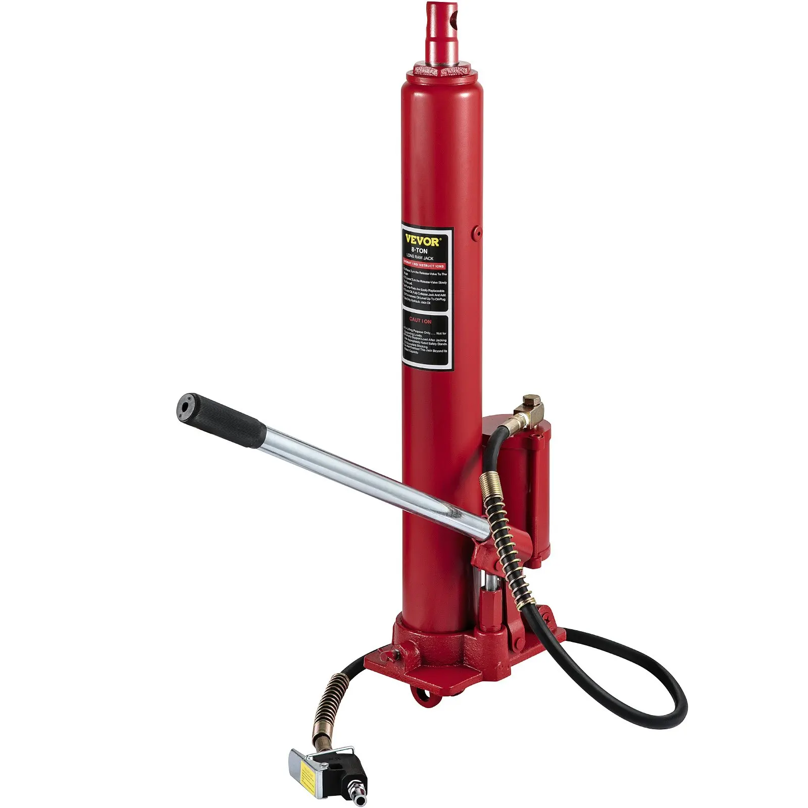 

Hydraulic/Pneumatic Long Ram Jack, 8 Tons/17363 Lbs Capacity, With Single Piston Pump And Clevis Base, Manual Cherry Picker