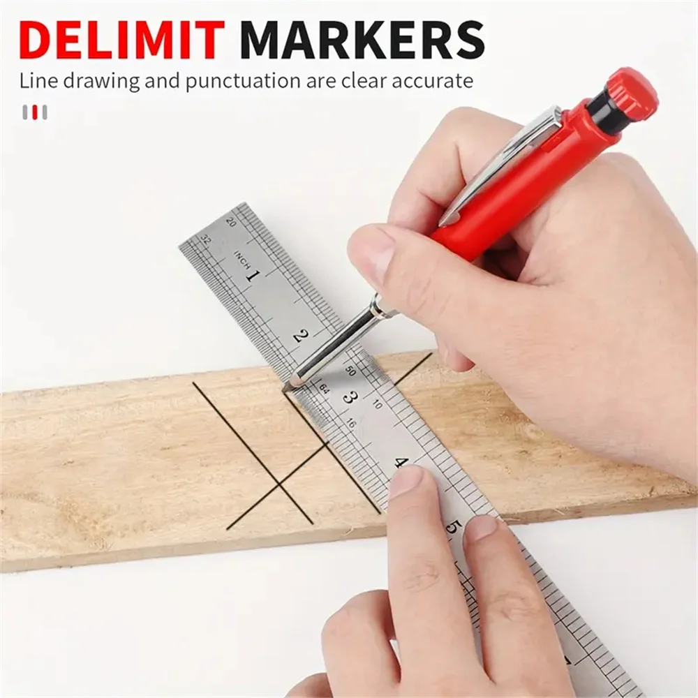 Refillable Carpenter Pencil Set Woodworking Marking Pen Deep Hole Marker High Precision Mechanical Drafting Pencil