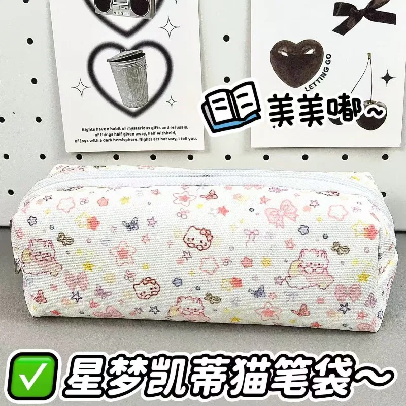 

Cute Hello Kitty Star Dream Pen Bag High Beauty Girl Large Capacity Student Multi Functional Stationery Storage Bag Wholesale