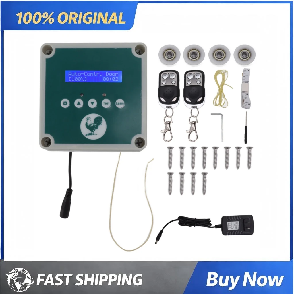 

Smart chicken house door opener kit with automatic door light sensor, IP44 waterproof chicken house protection