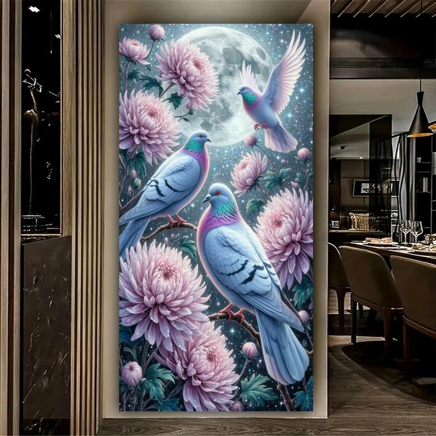 

Pigeon Flower Picture Large Size Diy Diamond Painting New Collection Animals Leopard Horse Tiger Full Mosaic Embroidery Kits