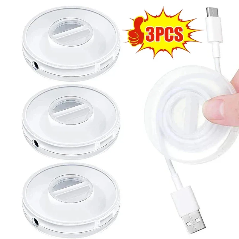 Caixa Organizadora Portátil Redonda para Cabos (1/3 Peças) - Suporte Multifuncional para Cabos de Dados, Carregadores USB e Gerenciamento de Fios para Casa e Escritório
