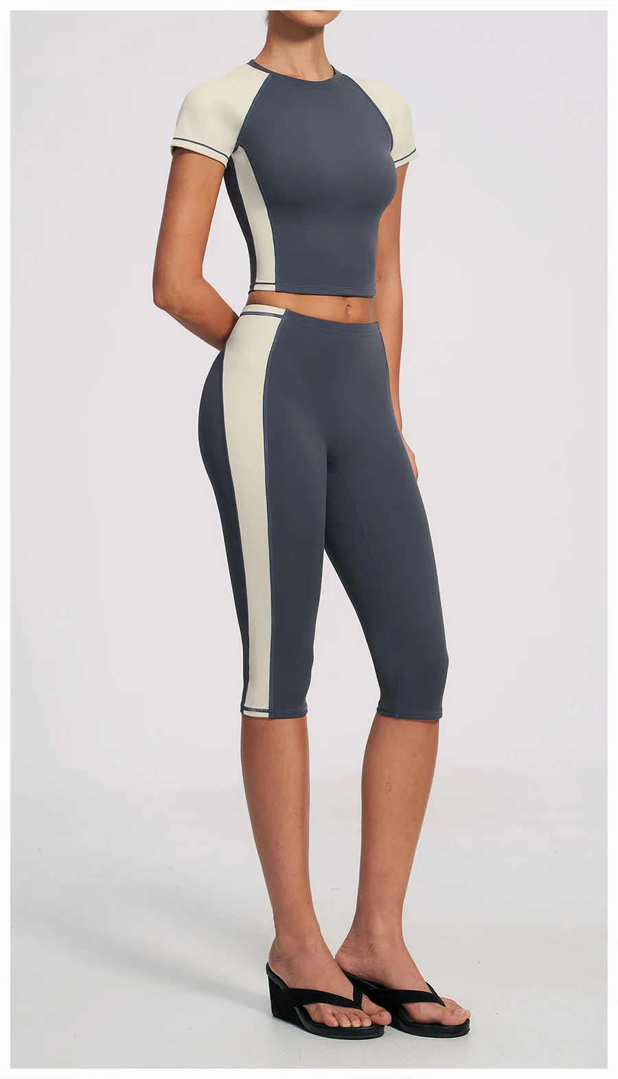 Yoga-Set 2-teilig Workout-Outfit Damen Trainingsanzüge Fitness-Weste Kurze Sporthose Ärmellose Capri-Hose Sportbekleidung Sport-BH Kleidung – Detail 28