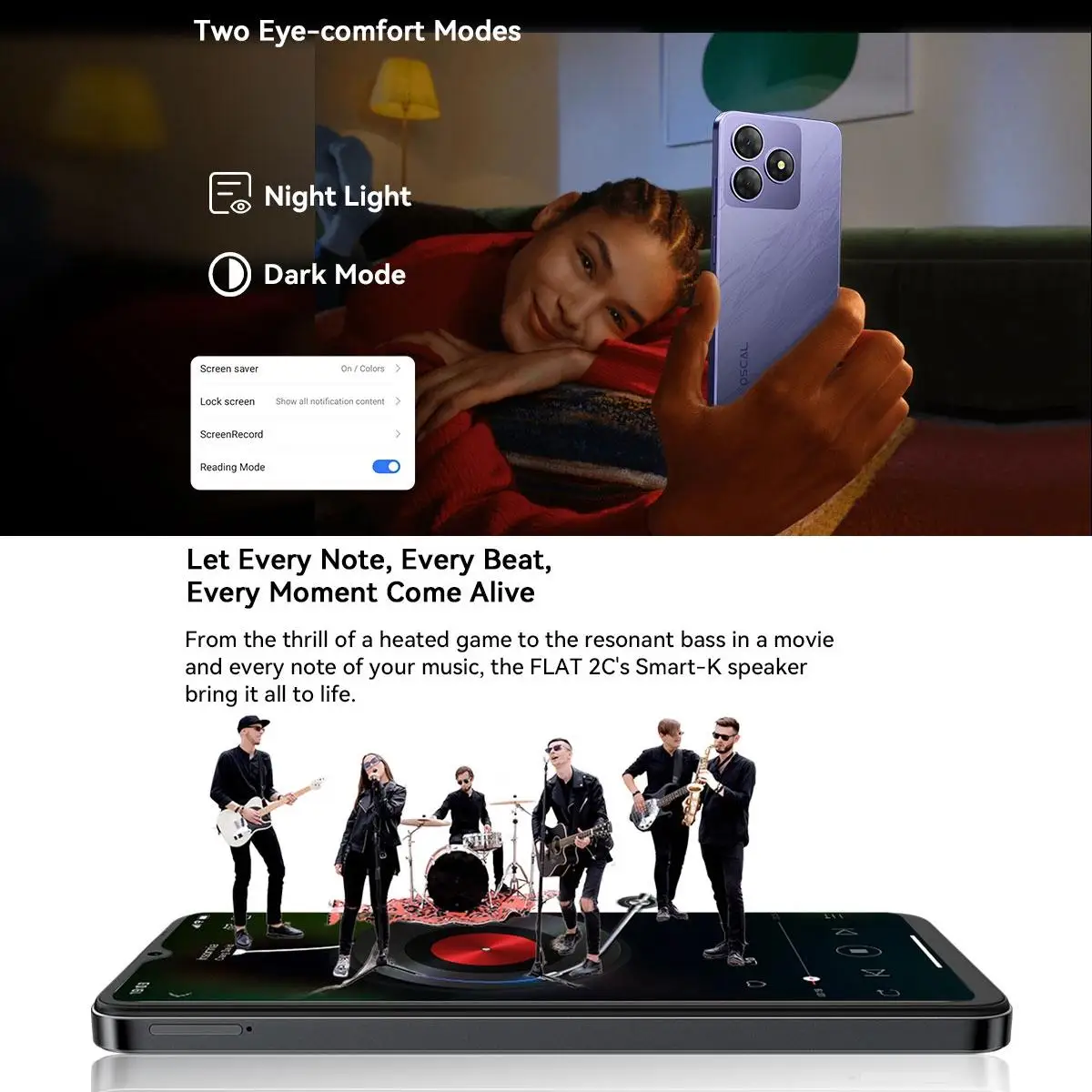 Blackview OSCAL FLAT 2C Smartphone 4GB 64GB 6.56'' Unisoc T603 Octa Core Mobile Phone 13MP Camera 5000mAh Battery 4G Android 14