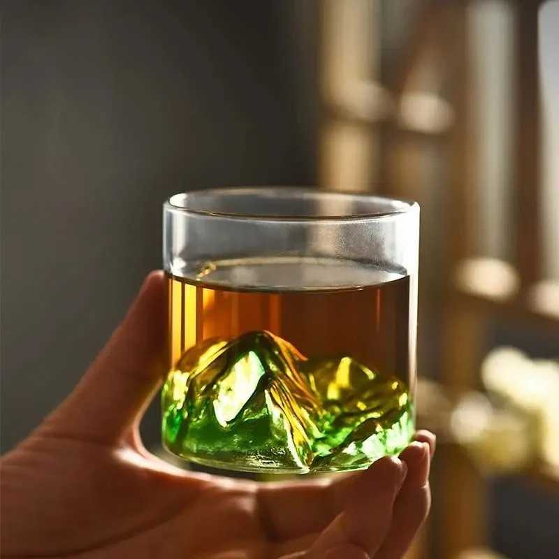 Creative Whiskey Glass 180ml/320ml Iceberg Cup Multiple Colored Glass Cups Mountain View Mug High End Coffee Cup Water Bottle