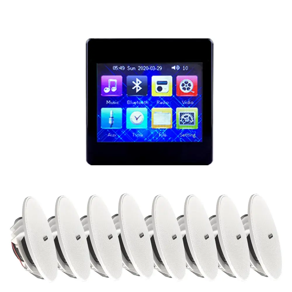 

PW425S+CR620 Smart BT Wall Stereo Amplifier Mini 4channel Home Touch Screen 25W With Ceiling Speaker