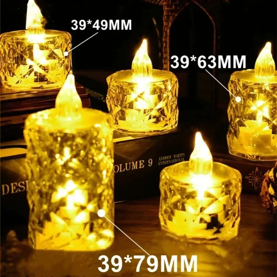 LED Crystal Candle Light Flameless LED Candle Electronic Night Lamp Dating Party Christmas Home Wedding Decoration 24~1PCS S/M/L