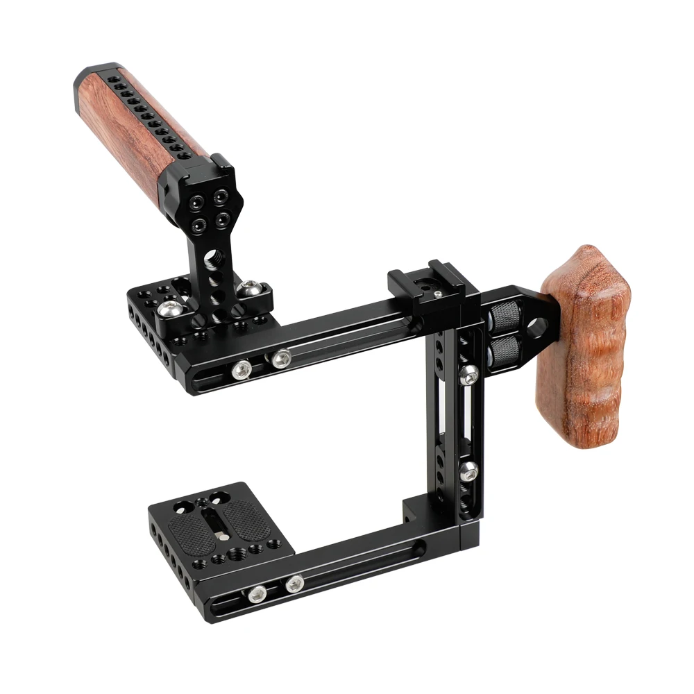 SZRIG Camera Cage Exquisite Wooden Top Handle & Side Handgrip Dual-use Adjustable Cage Kit (Universal)