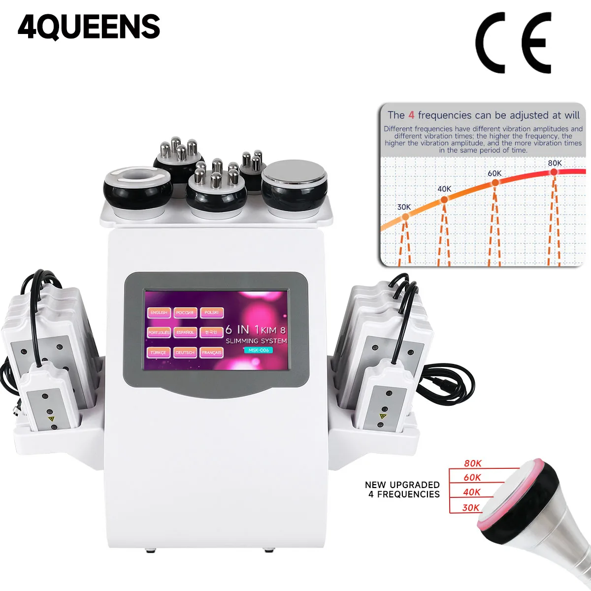 

4QUEENS Adjustment Body Radiofrequency Kim8 30K /40K/ 60K /80k Ultrasonic Cavitation Machine Spa Skin Care Beauty Device