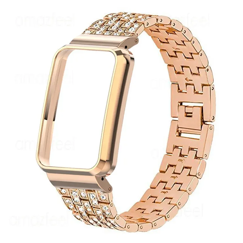 Bracelet For Xiaomi Mi Band 7 Pro Strap Case Protector Diamond Metal Watch Band For Mi Band 7 Pro Protective Cover Bumper Frame