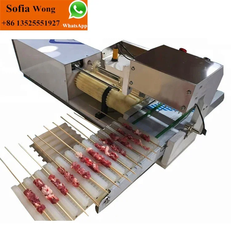 Meat wearing string machine/Chicken Meat satay Kebab Skewer Machine