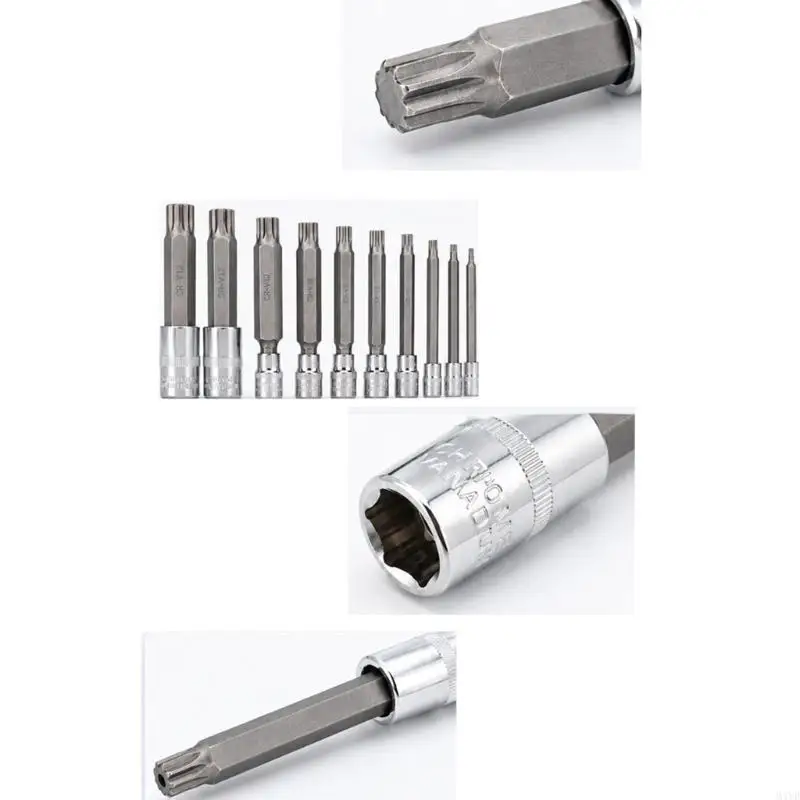 Star Fastener Driver Set 10 Extended Profile Steel Tool with Storage Case, Assorted Size Ranges for Garage Repair M4YD
