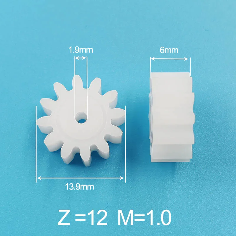 12T 0.8M Plastic Gear OD=14mm ID=1.9mm 12 Teeth Thick 6mm POM Pinion DIY Parts