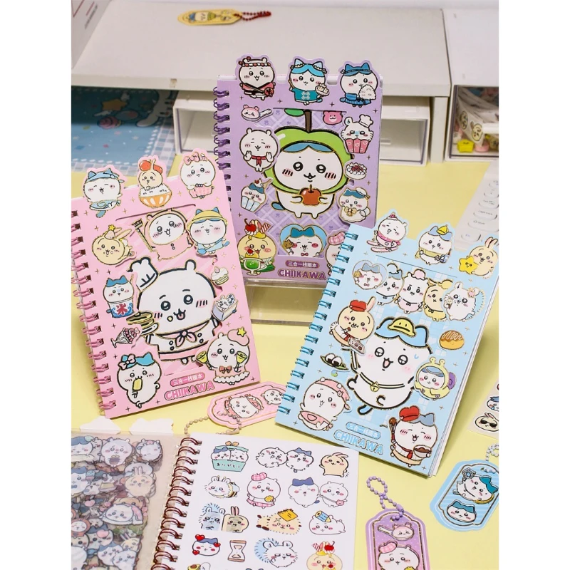 Anime Chiikawa Usagi Spiral Journal Notebook with Stickers Multi Use Colorful Pages Thick Paper Smooth Writing Strong Adhesion