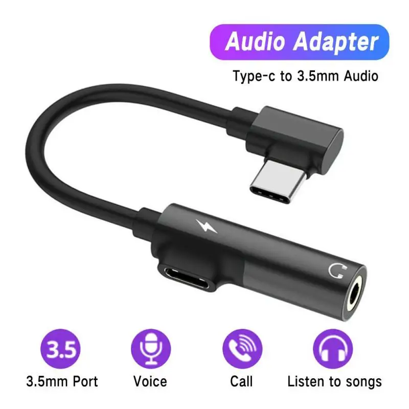 New 2 In 1 Type C To 3.5mm AUX Adapter USB C To 3.5 Plug Headphone Jack 3 5 Splitter Earphone Audio Convertor For Xiaomi