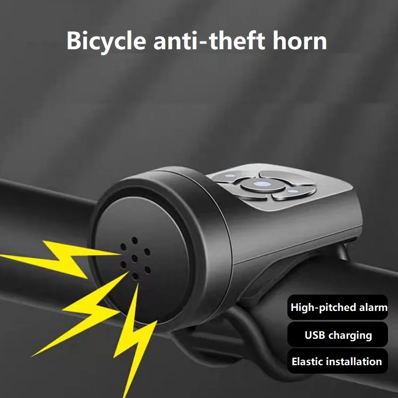 Novo Campainha Elétrica Recarregável USB - Alarme Antifurto para Bicicleta e Moto, Acessórios de Ciclismo ZXCL03