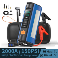 4 In 1 Jump Starter Power Bank with 150PSI Air Compressor 2000A Battery Booster Electric Pump Portable Air Pump For Inflatables
