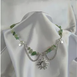 Aventurine necklace fairycore Natural Stone gift softcore aesthetic gemstone crystal jewelry green cottagecore handmade design